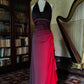Robe de soirée longue en mousseline de soie, élégante et exquise, dégradée de couleur bordeaux, robe de soirée, robe de soirée nv3717