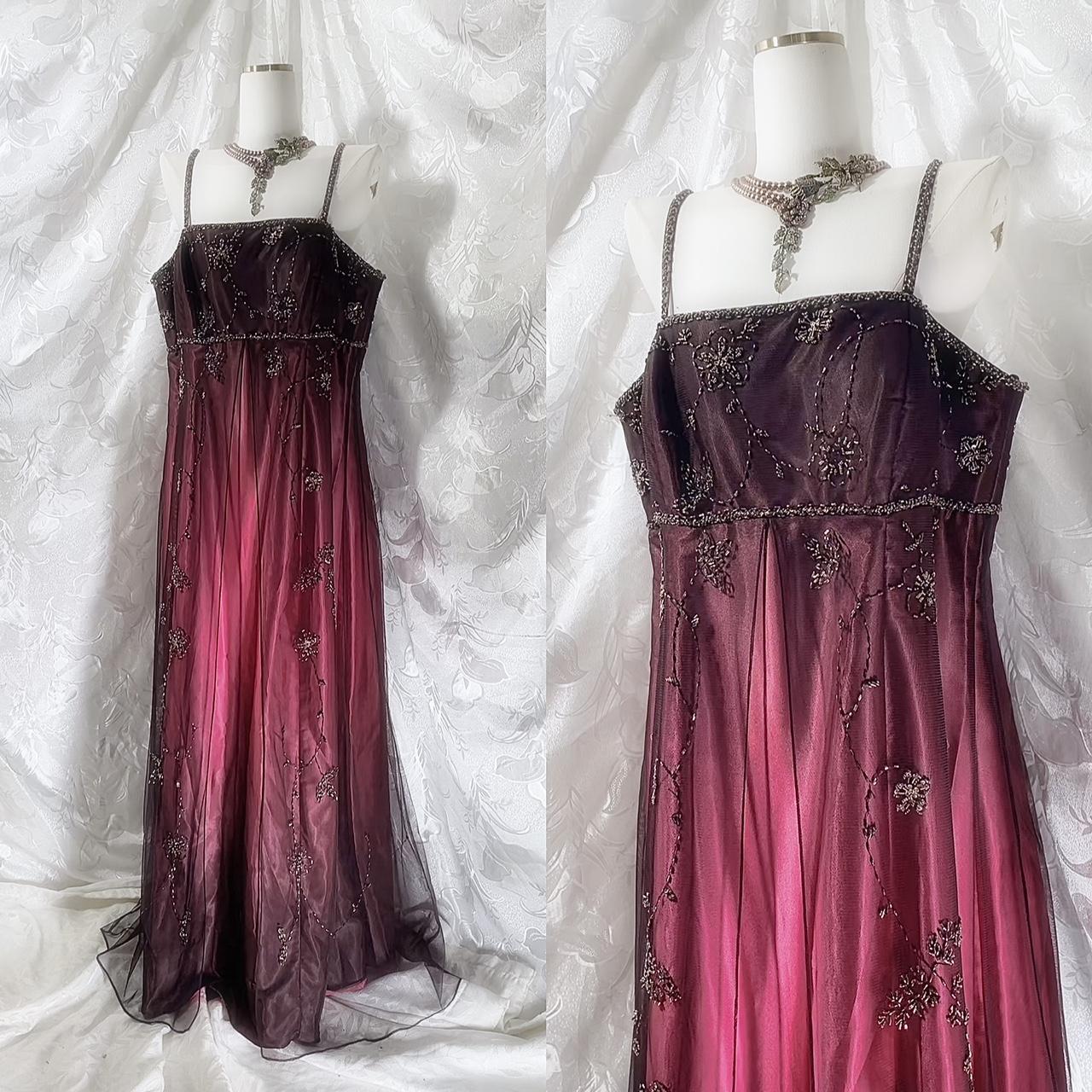 Robe de soirée longue en mousseline de soie, style rétro bordeaux, exquise, avec perles, nv5416
