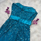 Blaues, exquisites, perlenbesetztes, kurzes Chiffon-Heimkehrkleid, Geburtstagspartykleid, NV5332