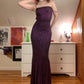 Robe de soirée longue à paillettes et bretelles spaghetti, élégante et brillante, violette, nv3640