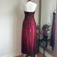 Robe de soirée longue en satin et tulle bordeaux, magnifique, élégante, avec perles exquises, bretelles, nv3974
