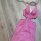 NiceVestidos - Rosa glänzendes, wunderschönes, charmantes, rückenfreies, langes Ballkleid aus Satin-Chiffon, formelles Abendkleid, NV5445