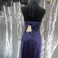 Blaues schlichtes, elegantes V-Ausschnitt-Sling-Lang-Satin-Ballkleid, Abendkleid, Partykleid nv3688