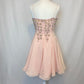 Robe de soirée courte en mousseline de soie, rose clair, brillante, douce, élégante, délicate, florale, perlée, paillettes, robe de bal, robe de soirée, robe de bal, robe de bal nv3828