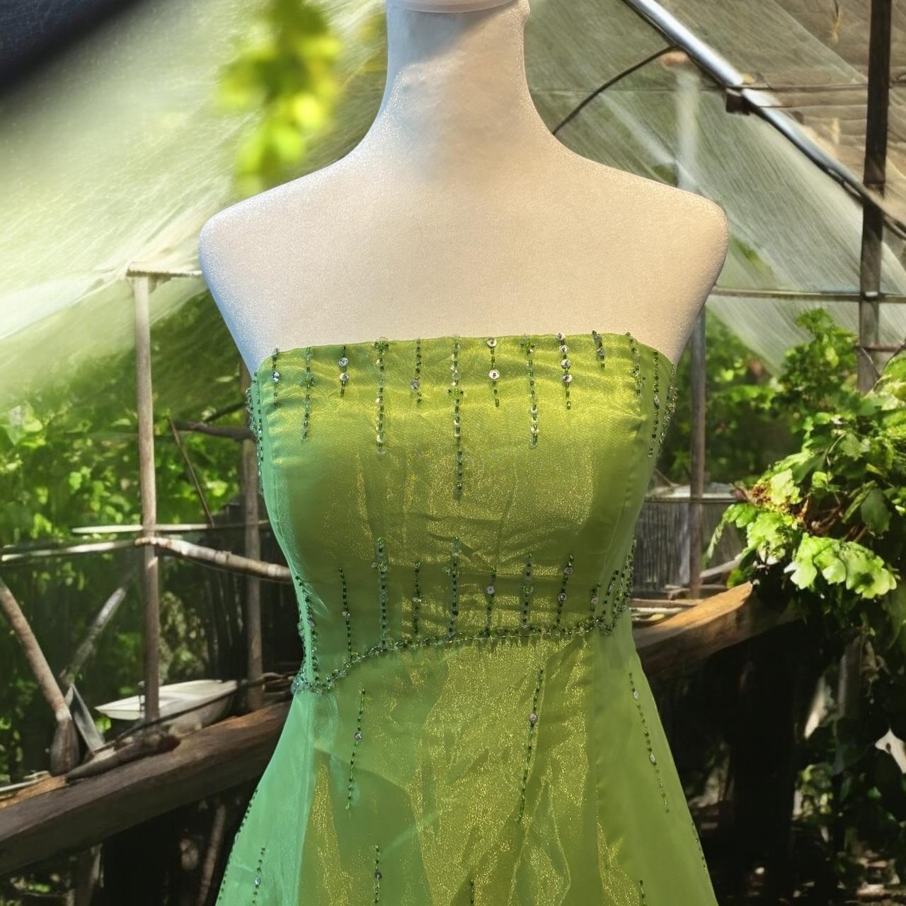Robe de soirée longue en satin et tulle, élégante et raffinée, verte, élégante, perlée, pour fête d'anniversaire, nv3730