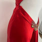 Rot schöne elegante Mode exquisite Perlen Spaghetti-Trägern lange Satin Schlitz Ballkleid Abendkleid Partykleid nv3728