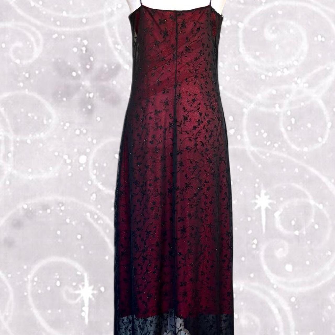 NiceVestidos-Burgundrotes Blumenkleid Vintage-Kleid Damen Exquisites langes Tüll-Ballkleid NV5645