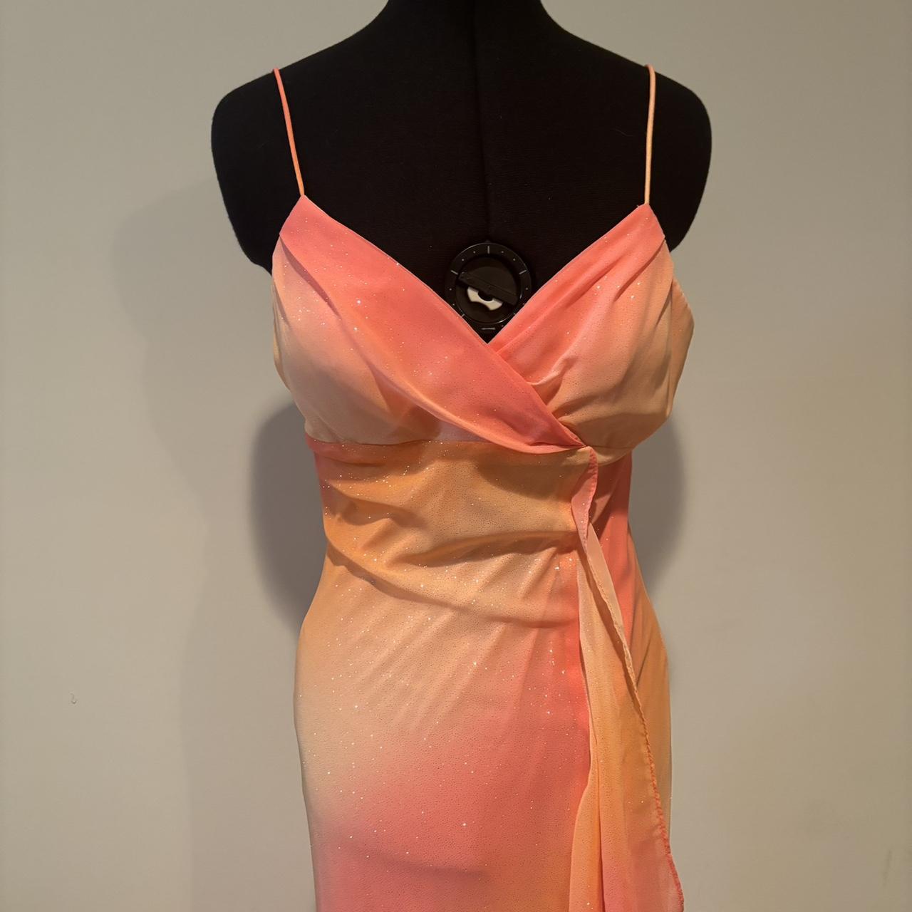 Orange Fashion Gradient Elegante Ärmellose Lange Chiffon Bodenlangen Ballkleid Abendkleid Partykleid nv3722