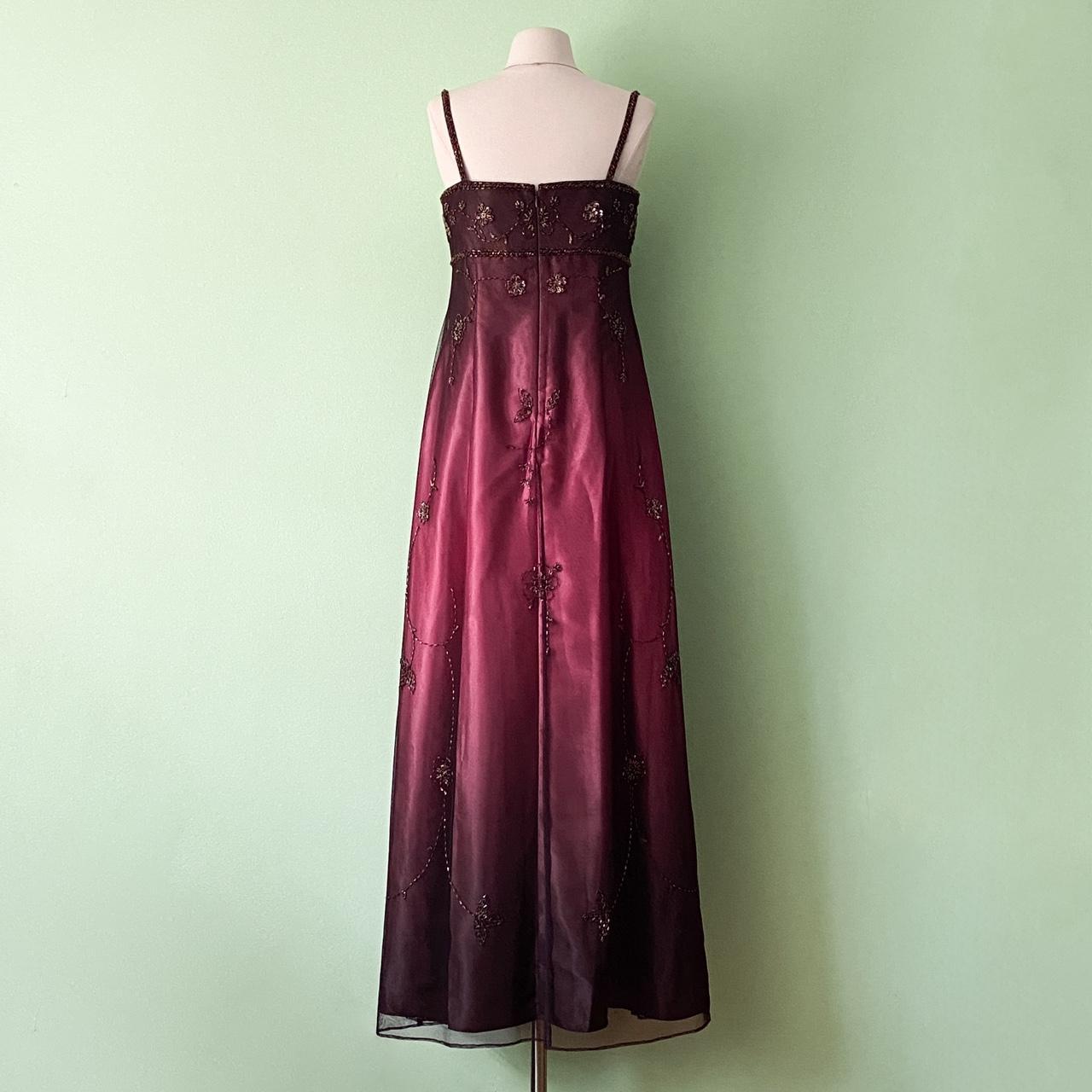 NiceVestidos - Robe longue bordeaux à fleurs et perles, style vintage, en tulle, pour femme, NV5648