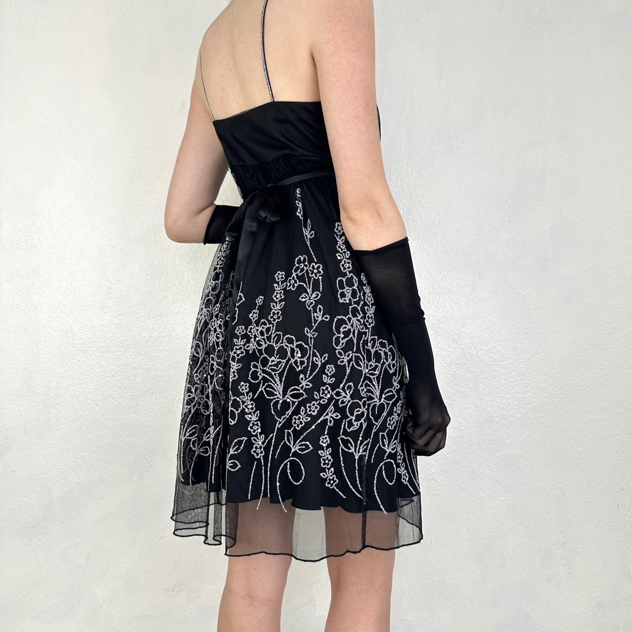 Vintage schwarz und weiß exquisite Perlen mittellangen Chiffon Homecoming Kleid Ballkleid Geburtstag Partykleid nv5405