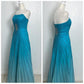 Robe de soirée longue en satin bleu, magnifique, brillante, exquise, perles, élégante, élégante, en mousseline de soie, robe de bal formelle, robe de soirée, nv3645