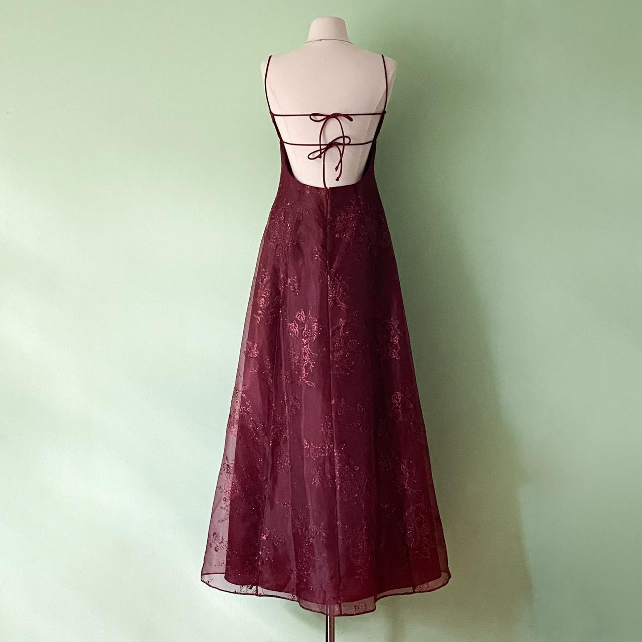 NiceVestidos-Burgundrotes Blumenkleid Vintage-Kleid Damen Exquisites langes Tüll-Ballkleid NV5646