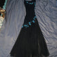 Black exquisite embroidered floral applique long chiffon ball gown evening dress nv3440