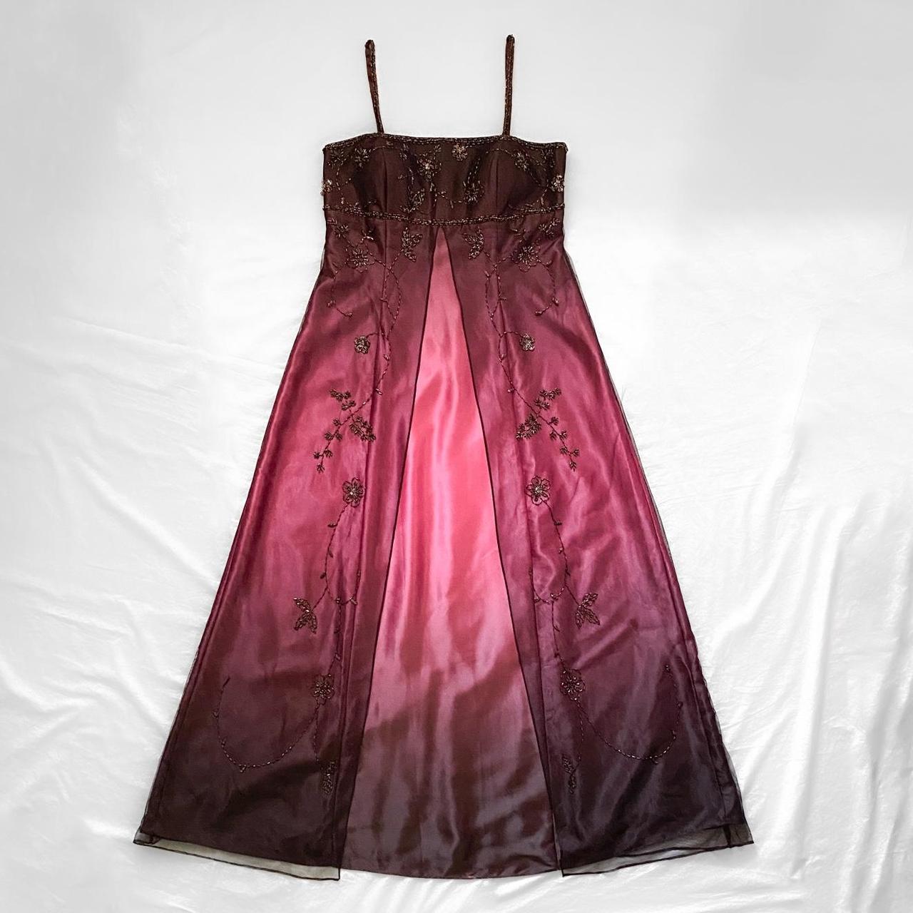 NiceVestidos - Robe longue bordeaux à fleurs et perles, style vintage, en tulle, pour femme, NV5648