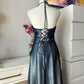Robe de soirée longue en tulle bleu, magnifique, vintage, élégante, exquise, avec bretelles perlées, robe de bal, robe de soirée, robe de bal, nv4247