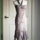 🧚🏼‍♂️Robe de soirée vintage gris chaud Y2K, style bohème, florale, brodée de perles, dos nu, robe de bal, robe de soirée, robe d'invité de mariage, nv4405