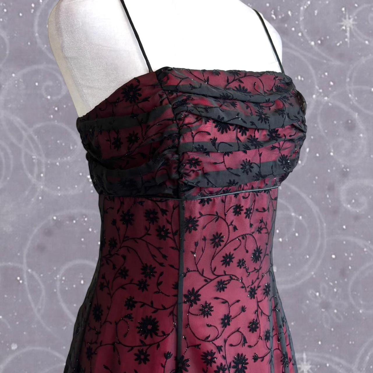 NiceVestidos-Burgundrotes Blumenkleid Vintage-Kleid Damen Exquisites langes Tüll-Ballkleid NV5644