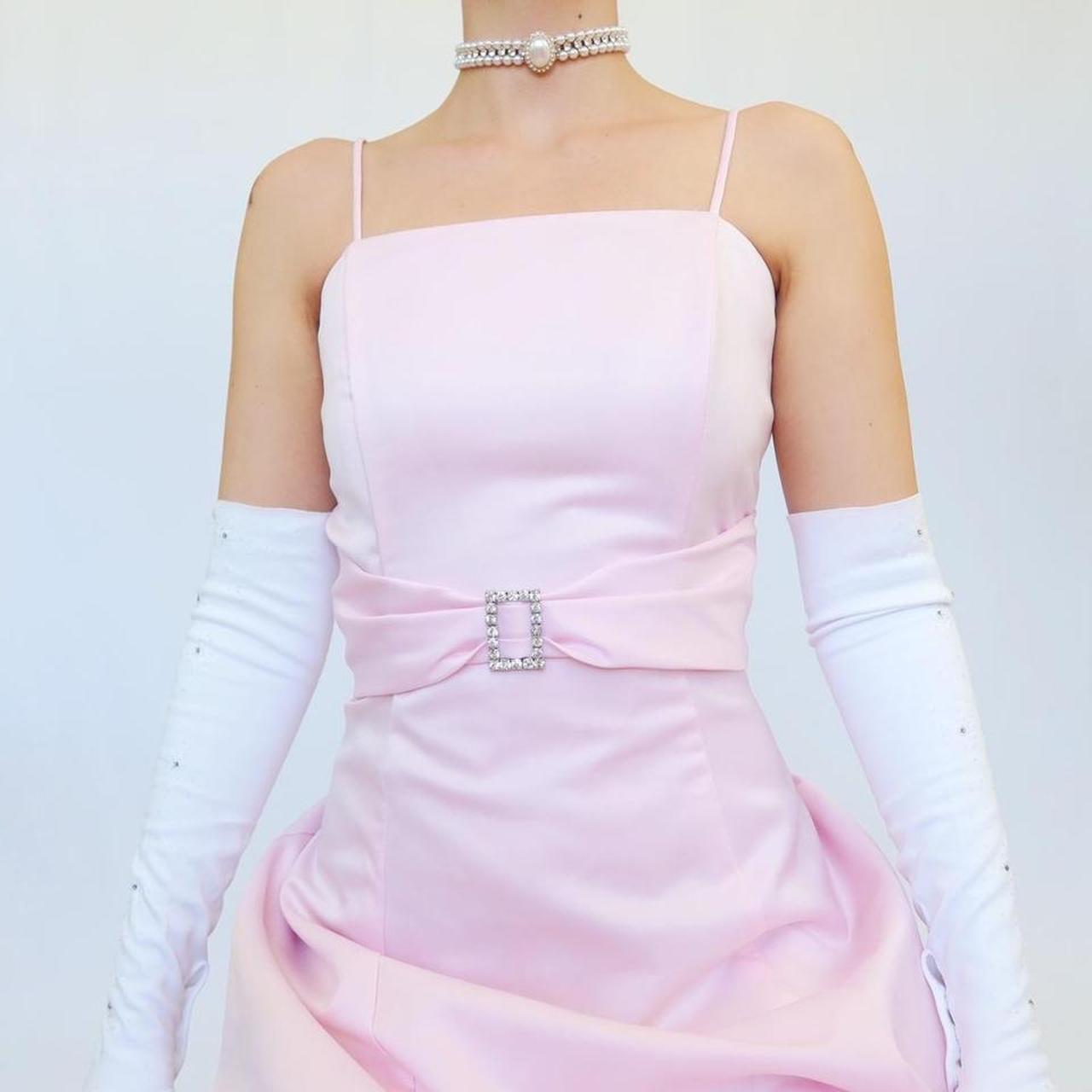 NiceVestidos-Langes Abendkleid aus Vintage-Rosa-Satin Nv5636