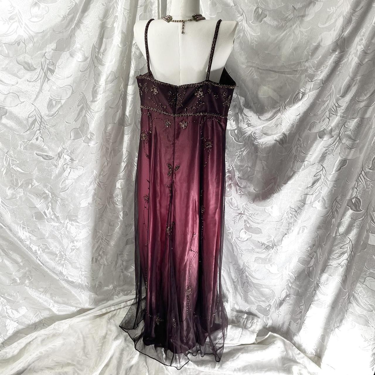 Robe de soirée longue en mousseline de soie, style rétro bordeaux, exquise, avec perles, nv5416