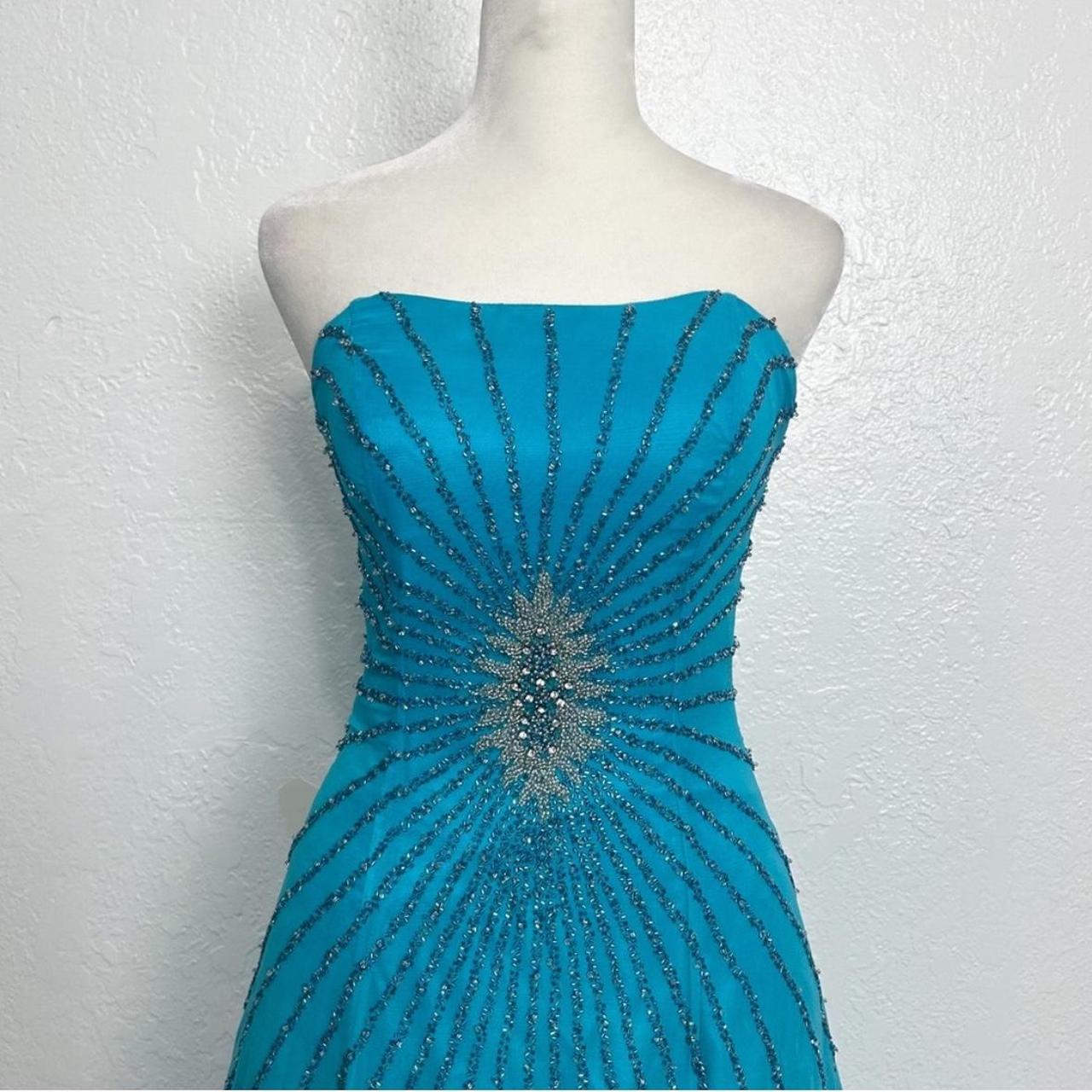 Robe de soirée longue en satin bleu, magnifique, brillante, exquise, perles, élégante, élégante, en mousseline de soie, robe de bal formelle, robe de soirée, nv3645
