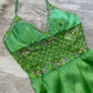 Robe de soirée longue en satin vert brillant et perlé, élégante et brillante, nv4562