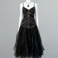 Schwarzes, exquisites, langes Chiffon-Ballkleid mit Perlen, NV5329
