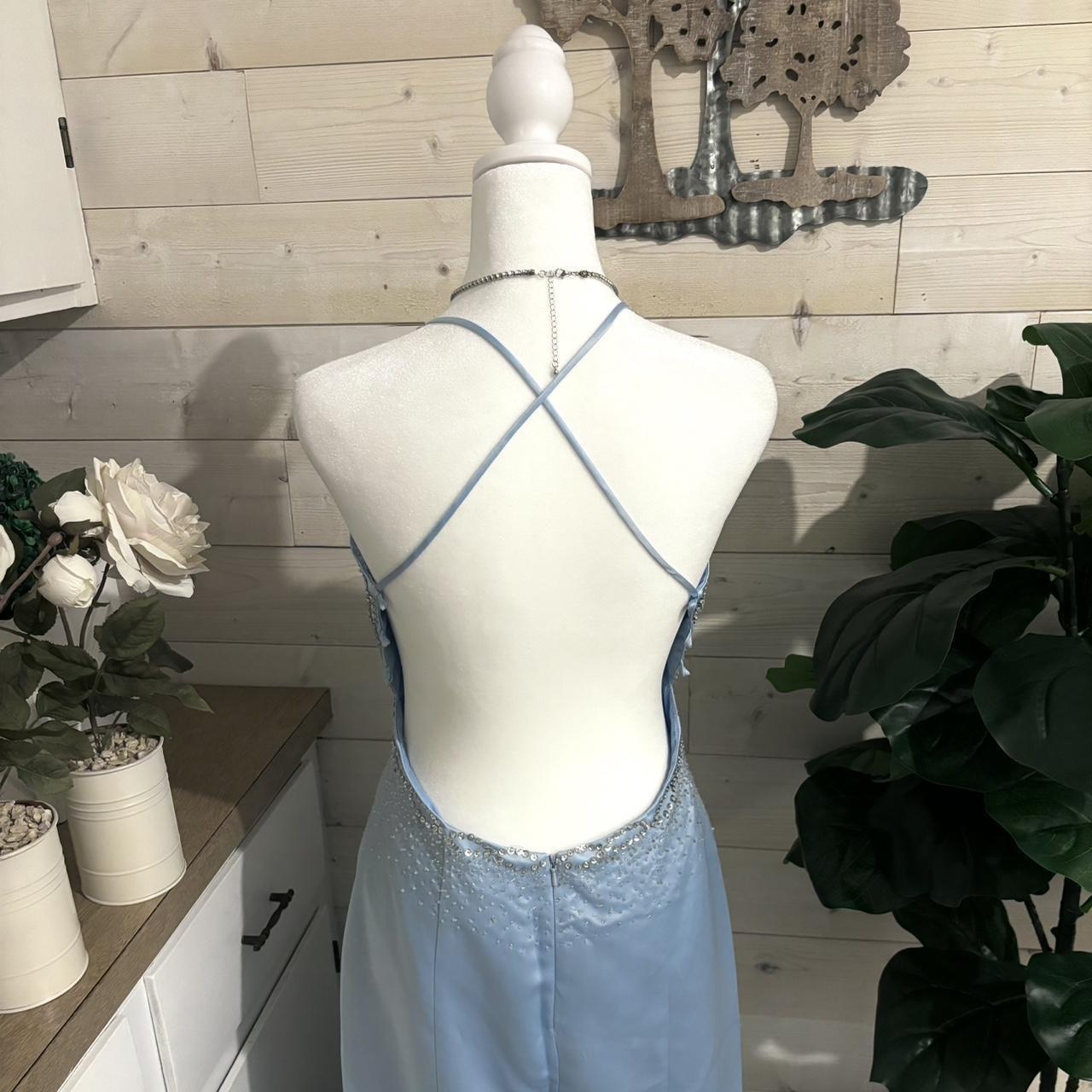 Hellblaues, atemberaubendes Cinderella-Kleid mit Pailletten und Perlen, funkelndem V-Ausschnitt, langes Satin-Ballkleid, Abendkleid, Partykleid, NV4253