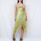 Robe de soirée longue en dentelle style fée chartreuse vintage perlée, mini, robe de soirée d'anniversaire, nv4990