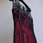 Rot Schwarz Vintage Mode Zarte Blumen Perlen Spitze Lange Tüll Satin Ballkleid Geburtstag Party Kleid Abendkleid Ballkleid nv3906
