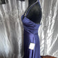 Blaues schlichtes, elegantes V-Ausschnitt-Sling-Lang-Satin-Ballkleid, Abendkleid, Partykleid nv3688