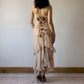 Romantisches hellbraunes, mit Perlen verziertes Chiffon-Ballkleid mit Blumenmuster, NV5363