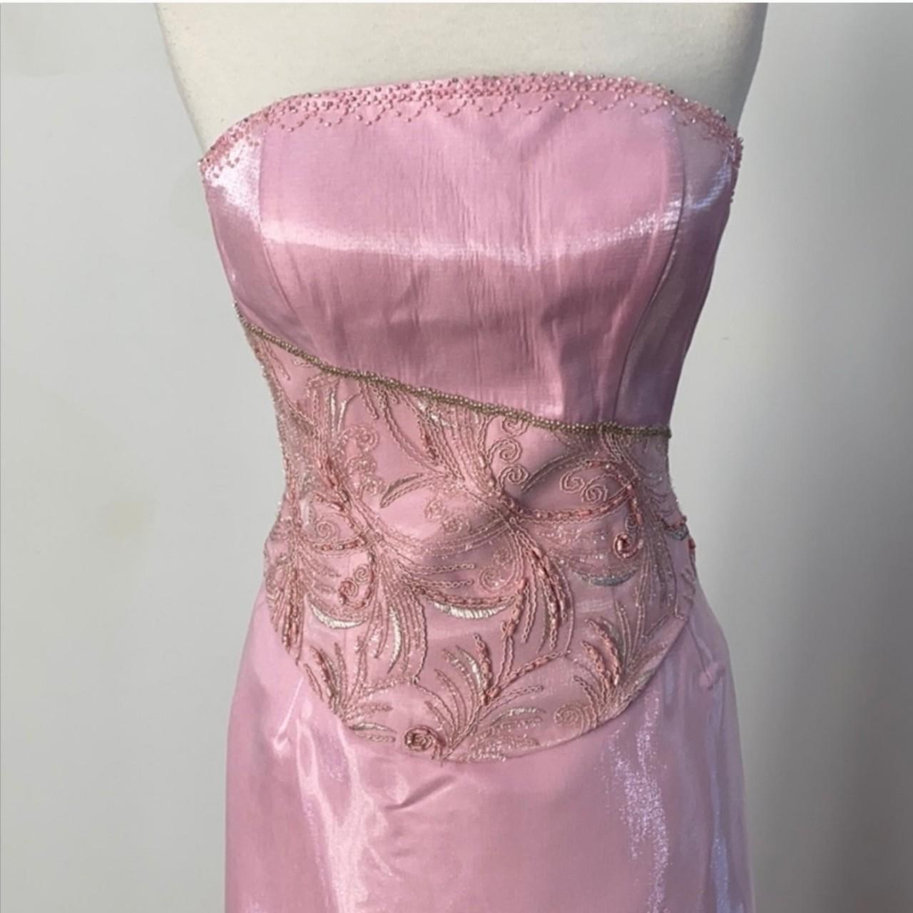Superbe robe de soirée longue en satin rose à nouer et à fleurs, style féerique, 2 pièces, style corset, robe de bal, nv3746