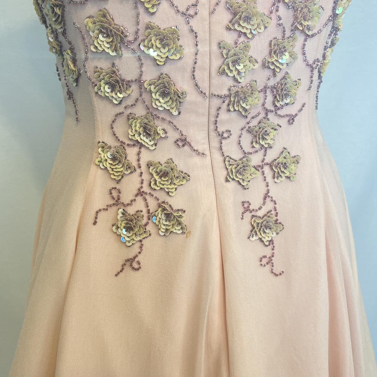 Robe de soirée courte en mousseline de soie, rose clair, brillante, douce, élégante, délicate, florale, perlée, paillettes, robe de bal, robe de soirée, robe de bal, robe de bal nv3828