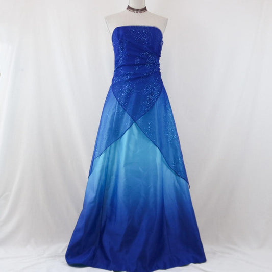 Dunkelblaues, glänzendes, langes Tüll-Ballkleid mit Farbverlauf, Abendkleid, Partykleid, nv4979