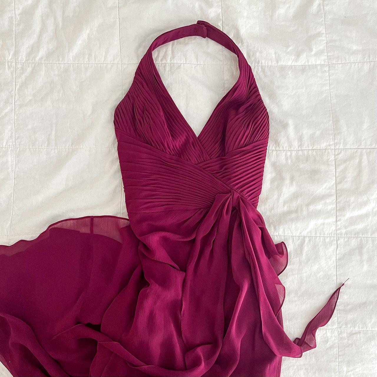 Robe de soirée longue plissée en mousseline de soie, élégante, col en V, violet prune, nv3662