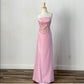 Superbe robe de soirée longue en satin rose à nouer et à fleurs, style féerique, 2 pièces, style corset, robe de bal, nv3746
