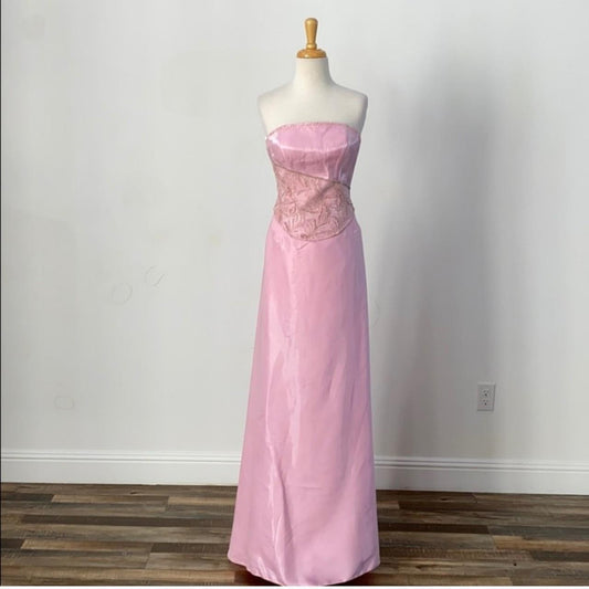 Pink Stunning Fairy Tie-Up Corset Corset Floral Beaded Long Satin Evening Dress Party Dress 2 Piece Corset Prom Dress nv3746