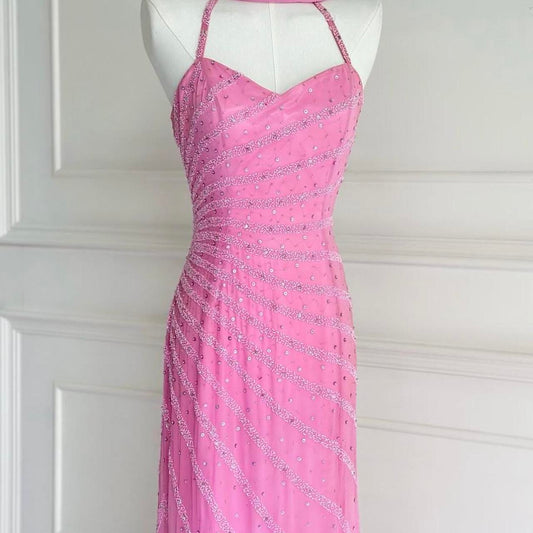 Robe de soirée vintage rose style bohème années 90, broderie de perles de cristal, décolleté en cœur, longue, robe de bal, robe de soirée, nv4409