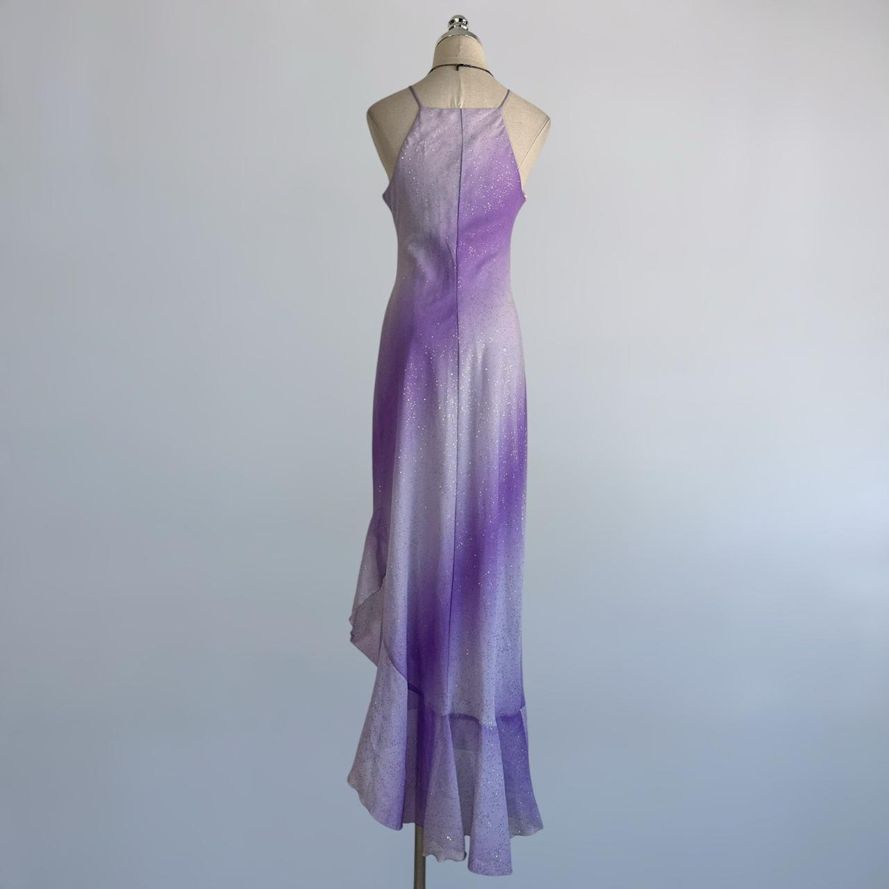 NiceVestidos-Lila-Grau Farbverlauf Pailletten Neckholder Ärmelloses bodenlanges asymmetrisches Meerjungfrauenkleid NV6179