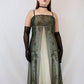 ✨ Empire Dress Vintage Green and Gold Floral Glitter Ombre Beaded High Waist Long Tulle Formal Prom Dress Evening Gown Party Dress nv4982