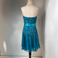 Blaues, exquisites, perlenbesetztes, kurzes Chiffon-Heimkehrkleid, Geburtstagspartykleid, NV5332