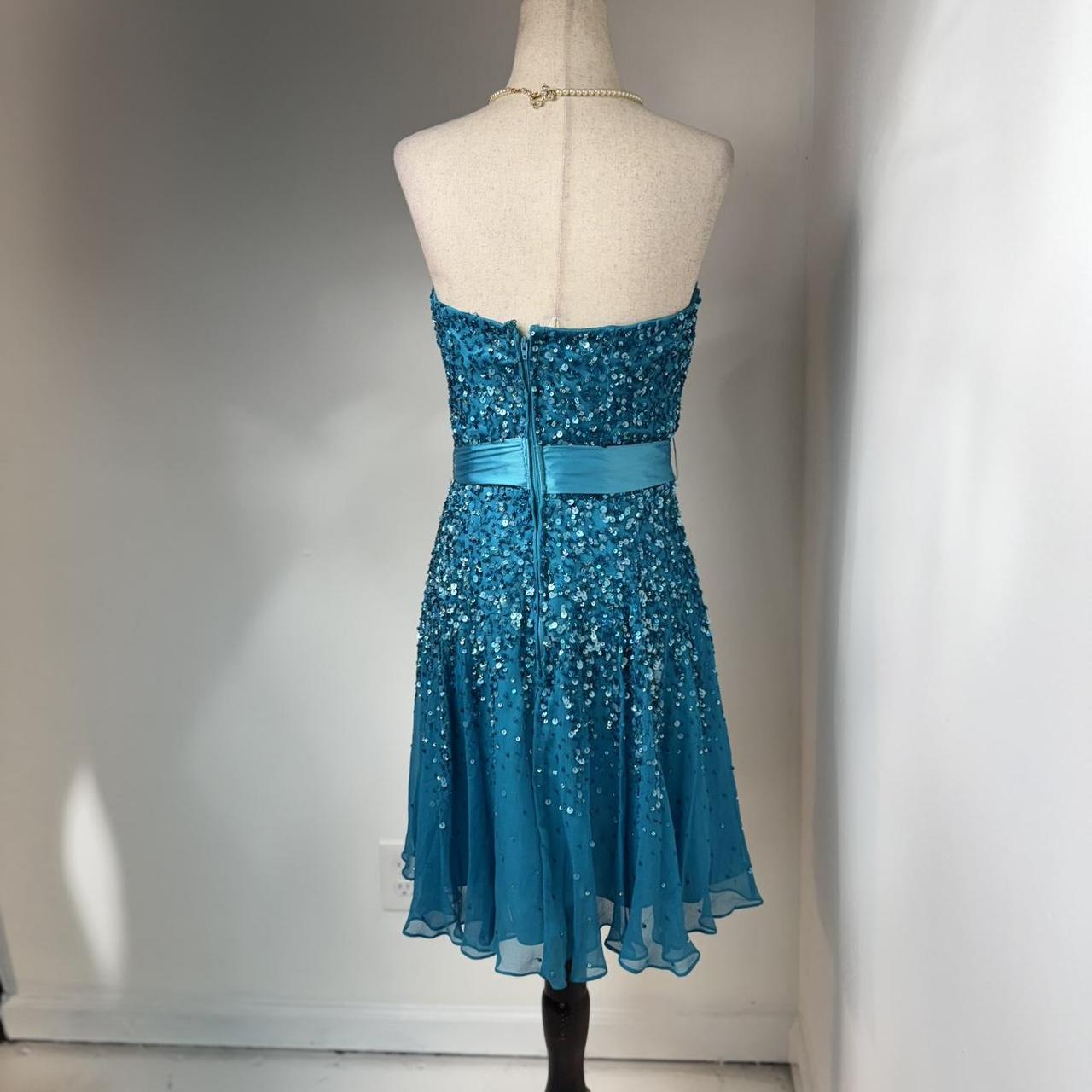 Blaues, exquisites, perlenbesetztes, kurzes Chiffon-Heimkehrkleid, Geburtstagspartykleid, NV5332