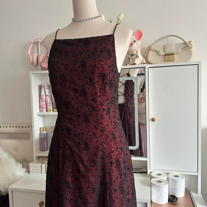 Rot Schwarz Purpurrotes Kleid Retro Mode Atemberaubend Elegant Exquisites Langes Tüll Gothic Ballkleid Abendkleid Geburtstagspartykleid Abschlussballkleid nv4250