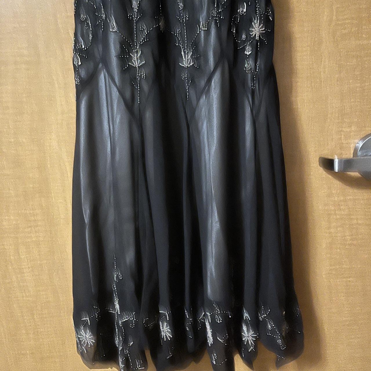 Robe de soirée longue en mousseline de soie marron et noire, exquise, à bretelles spaghetti perlées, pour femme, robe de bal, robe de soirée nv3744
