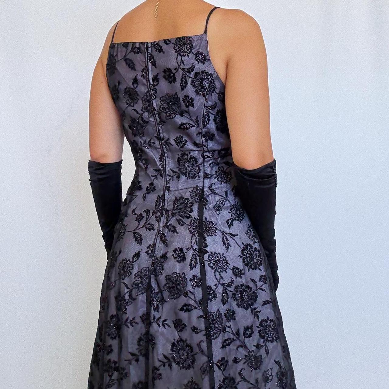 NiceVestidos-Lila exquisite florale Vintage lange Tüllkleid Abendkleid Nv5635