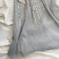 Robe courte élégante à paillettes et perles gris argenté, robe de soirée, robe de cocktail, robe de bal, robe d'anniversaire, nv4535