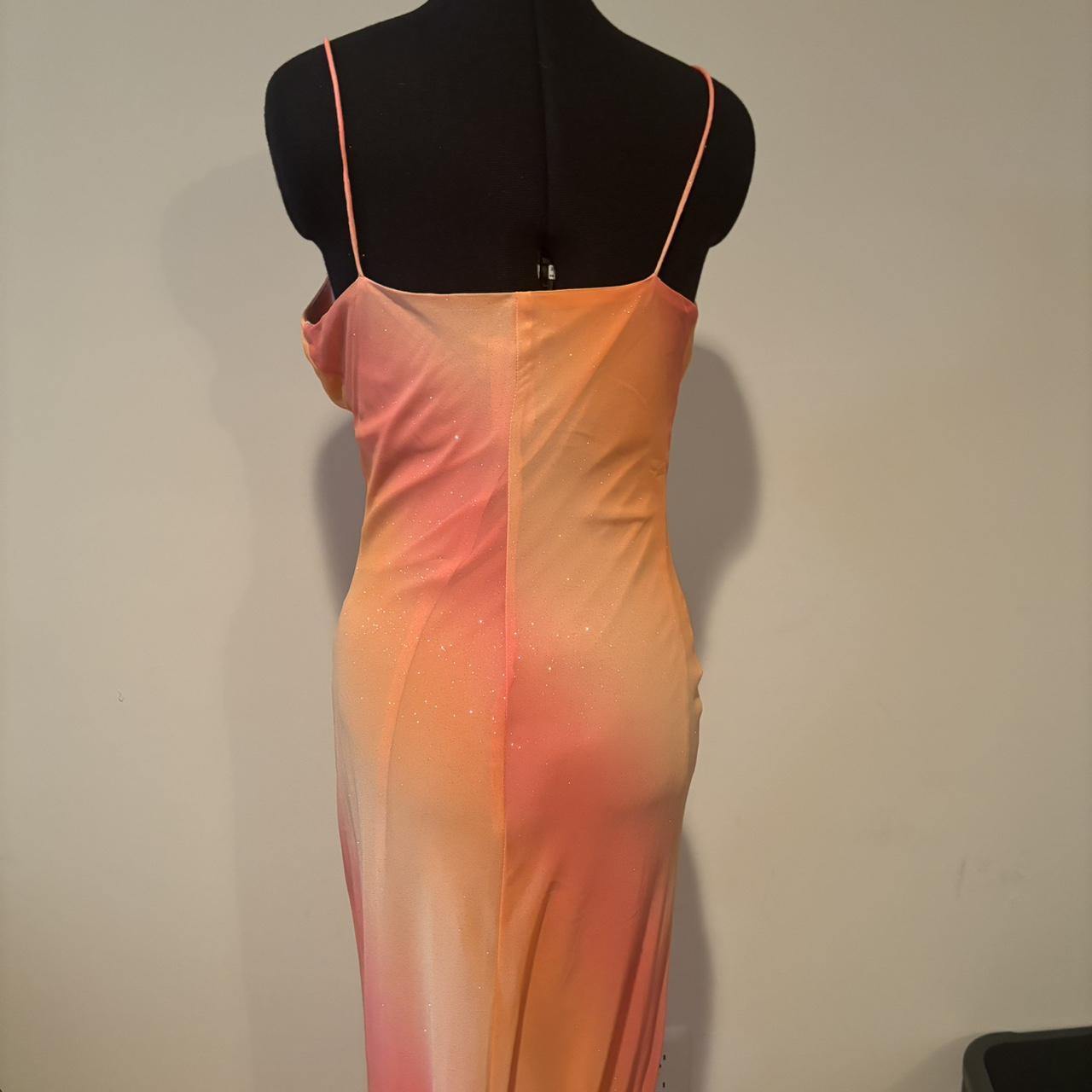 Orange Fashion Gradient Elegante Ärmellose Lange Chiffon Bodenlangen Ballkleid Abendkleid Partykleid nv3722