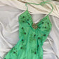 Blue Green Forest Moonlight Goddess Backless Mermaid Style Beading Elegant Long Chiffon Birthday Dress Prom Dress Party Dress Homecoming Dress nv4531