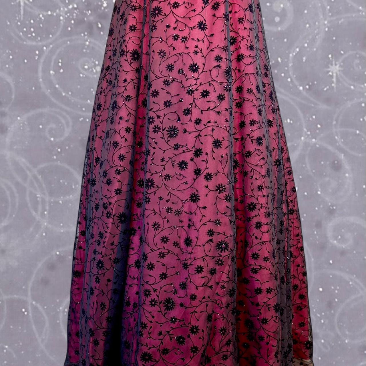 NiceVestidos-Burgundrotes Blumenkleid Vintage-Kleid Damen Exquisites langes Tüll-Ballkleid NV5644