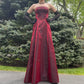 NiceVestidos-Burgunderfarbenes, ärmelloses, bodenlanges Gothic-Kleid aus Satin mit Perlenbesatz, NV6178